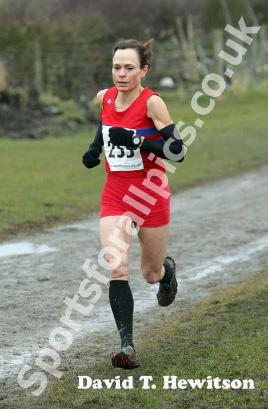 Claire Elms (Dulwich Runneres) 40-44 winner, all ladies and male 65 plus BMAF Cross Country, Herrington, Sunderland.